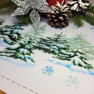 Vánoční běhoun na stůl Vánoční stromek MIG935 Bílá 40x180 cm