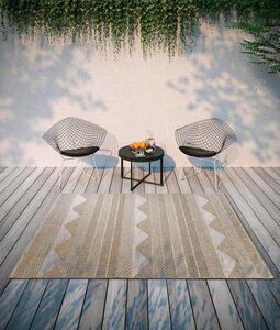 Koberce do interiéru i exteriéru, moderní, plochý vzor, boho, etno, Oeko-Tex, odolný vůči povětrnostním vlivům a UV záření, vhodný na balkon, terasu, do zahrady, barva: přírodní hnědá, rozměry: 115x170 cm