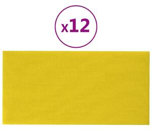 Nástěnné panely 12 ks světle žluté 60x30 cm textil 2,16 m²