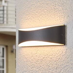 Venkovní nástěnné svítidlo Lucande LED Akira, antracit, kov, 23 cm