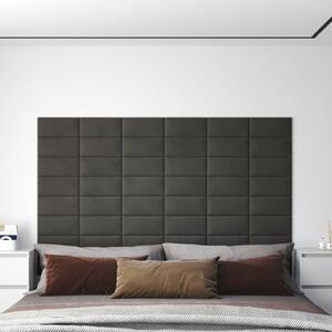 Nástěnné panely 12 ks tmavě šedé 30 x 15 cm samet 0,54 m²