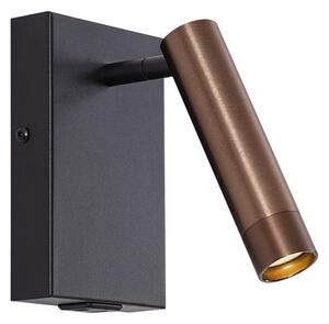 Moderní nástěnná lampa černá s tmavě bronzovou nastavitelná s USB-C - Croft