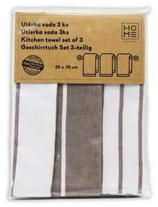Trade Concept Kuchyňská utěrka z egyptské bavlny Béžové pruhy, 50 x 70 cm, sada 3 ks
