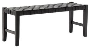 Černá kožená lavice Kave Home Calixta 120 cm