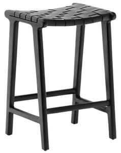Černá kožená barová židle Kave Home Calixta 67 cm