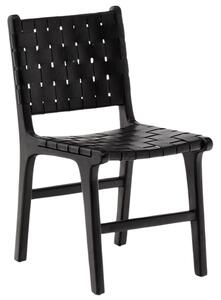 Černá kožená jídelní židle Kave Home Calixta