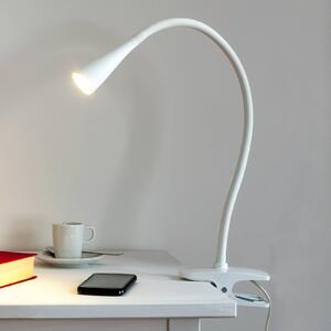 Lindby LED svítidlo Baris, bílé, výška 44 cm, 3000K, Bílá / opál, Pracovna / kancelář, kov, Moderní