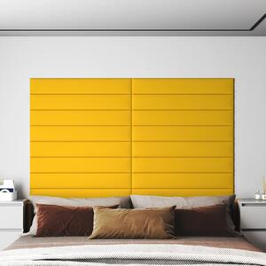 Nástěnné panely 12 ks žluté 90 x 15 cm samet 1,62 m²