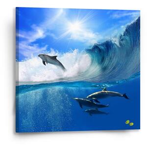 Sablio Obraz Delfíni ve vlnách - 50x50 cm