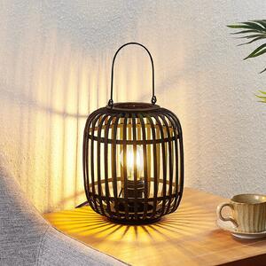 Stolní lampa Lindby Canyana, černá, ratan, výška 27 cm