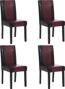 Sada 4 jídelních židlí Kuchyňská židle Littau Imitace kůže, černo-červená, tmavé nohy