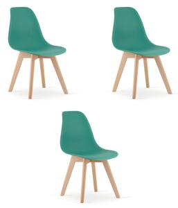 Set tří jídelních židlí KITO zelené / naturální nohy (3 ks)