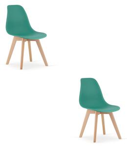 Set dvou jídelních židlí KITO zelené / naturální nohy (2 ks)