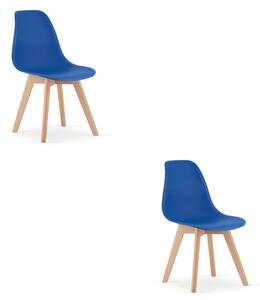 Set dvou jídelních židlí KITO modré / naturální nohy (2 ks)