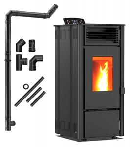 THUNDER® | SOPHIA BLACK | Peletová kamna | 8,1 kW | Sada připojovacích trubek Ø 80 mm | černá