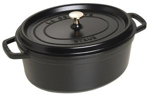 Oválný litinový hrnec Staub 31 cm, černý