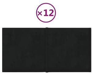 Nástěnné panely 12 ks černé 30 x 15 cm samet 0,54 m²