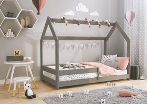 Dětská postel Domeček 160x80 D5 šedá s roštem