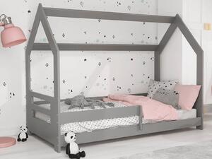 Dětská postel Domeček 160x80 D5B šedá s roštem