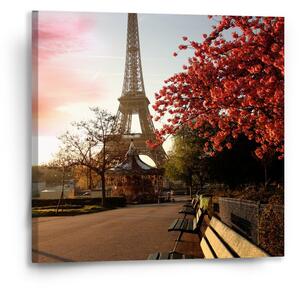 Sablio Obraz Eiffelova věž a červený strom - 50x50 cm