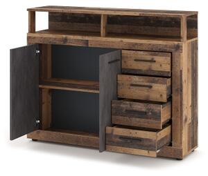 Komoda RUNA 120x97x32 cm tmavě hnědá/antracit