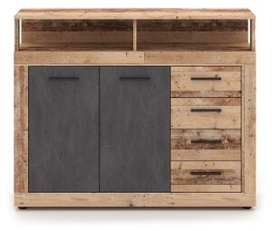 Komoda RUNA 120x97x32 cm světle hnědá/antracit