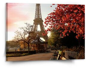 Sablio Obraz Eiffelova věž a červený strom - 150x110 cm