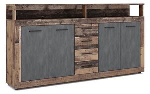 Komoda RUNA 190x96x32 cm tmavě hnědá/antracit