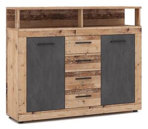 Komoda RUNA 120x97x32 cm světle hnědá/antracit
