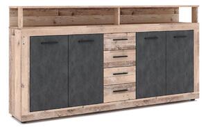 Komoda RUNA 190x96x32 cm světle hnědá/antracit