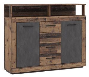 Komoda RUNA 120x97x32 cm tmavě hnědá/antracit