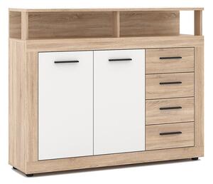 Komoda RUNA 120x97x32 cm dub sonoma/bílá