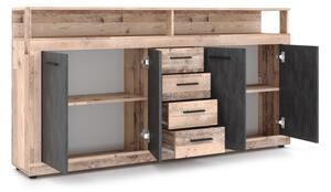 Komoda RUNA 190x96x32 cm světle hnědá/antracit