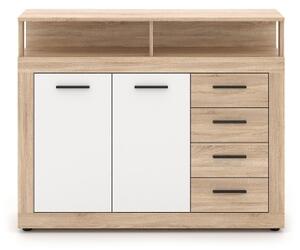 Komoda RUNA 120x97x32 cm dub sonoma/bílá