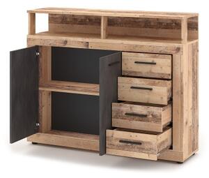 Komoda RUNA 120x97x32 cm světle hnědá/antracit
