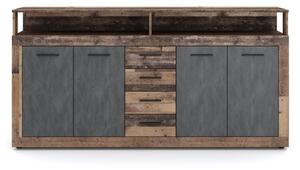 Komoda RUNA 190x96x32 cm tmavě hnědá/antracit