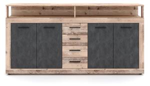 Komoda RUNA 190x96x32 cm světle hnědá/antracit