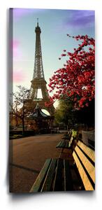 Sablio Obraz Eiffelova věž a červený strom - 110x50 cm