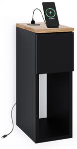 Noční stolek ComfortCove černý matný s portem USB/C 1 šuplík