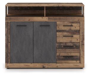 Komoda RUNA 120x97x32 cm tmavě hnědá/antracit