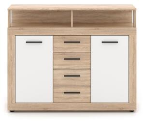Komoda RUNA 120x97x32 cm dub sonoma/bílá