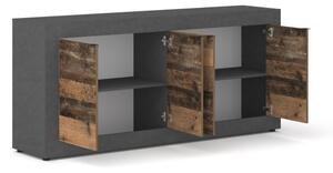 Komoda RUNEA 180x86x42 cm tmavě hnědá/antracit