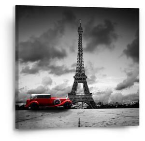Sablio Obraz Eiffelova věž a červené auto - 50x50 cm