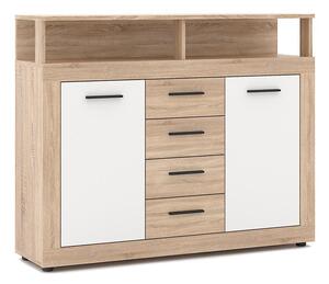 Komoda RUNA 120x97x32 cm dub sonoma/bílá