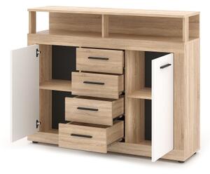 Komoda RUNA 120x97x32 cm dub sonoma/bílá