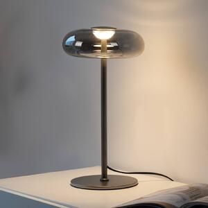 Schöner Wohnen LED stolní lampa Posh, kouřové sklo, 3 000 K, stmívatelný, Hliník / šedá / zinek, Obývací pokoj / jídelna, Sklo, Moderní