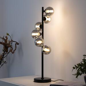 Schöner Wohnen stolní lampa Dubai, kouřové sklo, 6 žárovek, G9, Černá, Obývací pokoj / jídelna, kov, Moderní