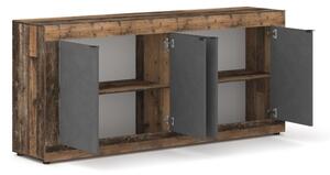 Komoda RUNEA 180x86x42 cm tmavě hnědá/antracit