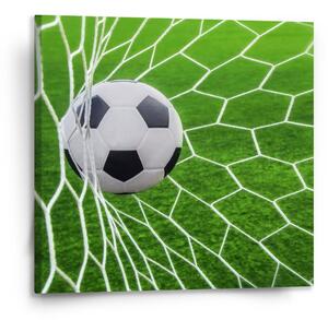 Sablio Obraz Fotbalový míč v bráně - 110x110 cm