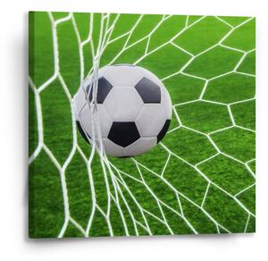 Sablio Obraz Fotbalový míč v bráně - 50x50 cm